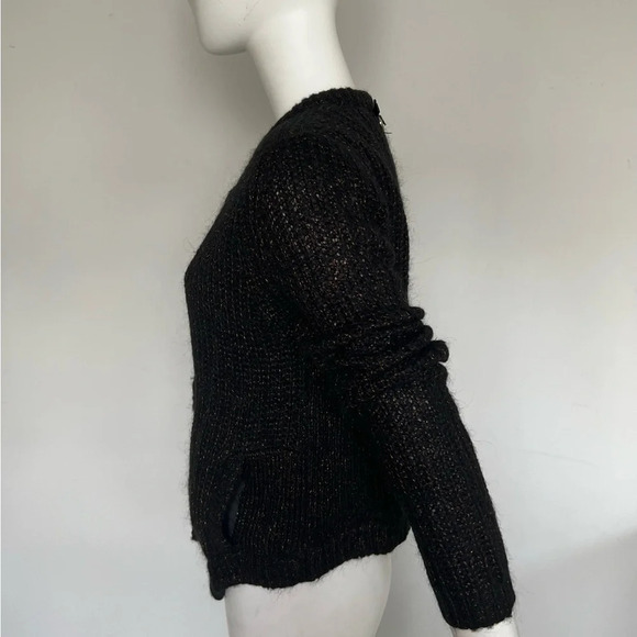 Anthropologie Silvian Heach Women’s Size M Black Wool Blend Cardigan Sweater - Picture 4 of 11